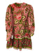 Farm Rio Size S Pink, Green & White Cotton Botanical Swiss Dot Dress Pink, Green & White / S