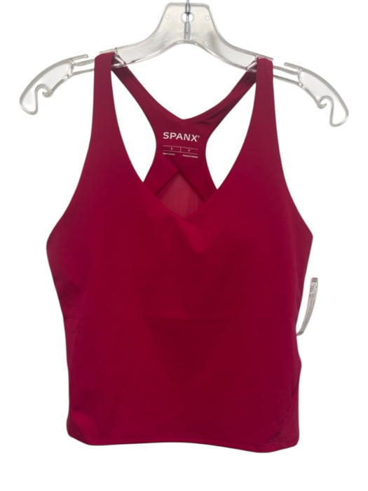 Spanx Size S Fuchsia Pink Polyester Blend Racer Back Mesh Panel Built In Bra Top Fuchsia Pink / S