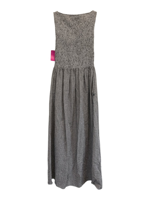 Hill House Size XS Brown & White Sleeveless Gingham Smocked Midi Dress Brown & White / XS