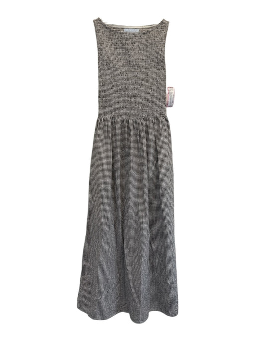 Hill House Size XS Brown & White Sleeveless Gingham Smocked Midi Dress Brown & White / XS