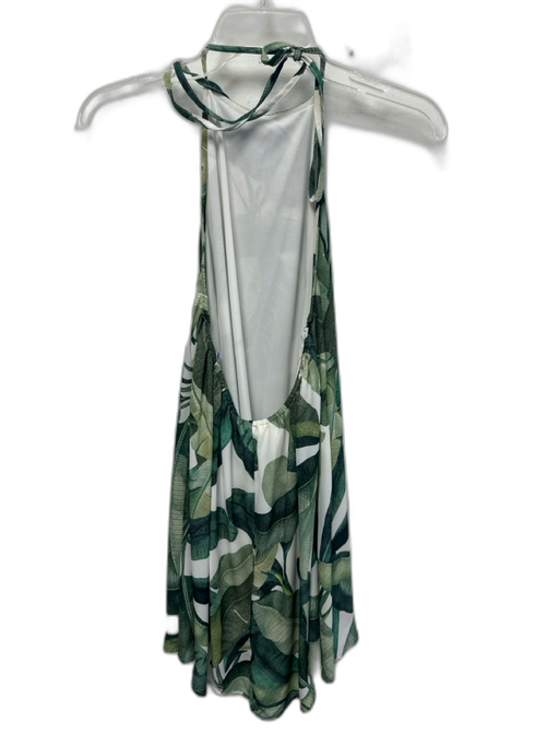 Show Me Your Mumu Size S Green & White Polyester Halter Top Palm Leaf Mini Dress Green & White / S