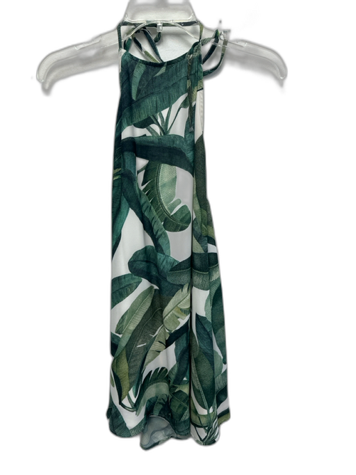 Show Me Your Mumu Size S Green & White Polyester Halter Top Palm Leaf Mini Dress Green & White / S