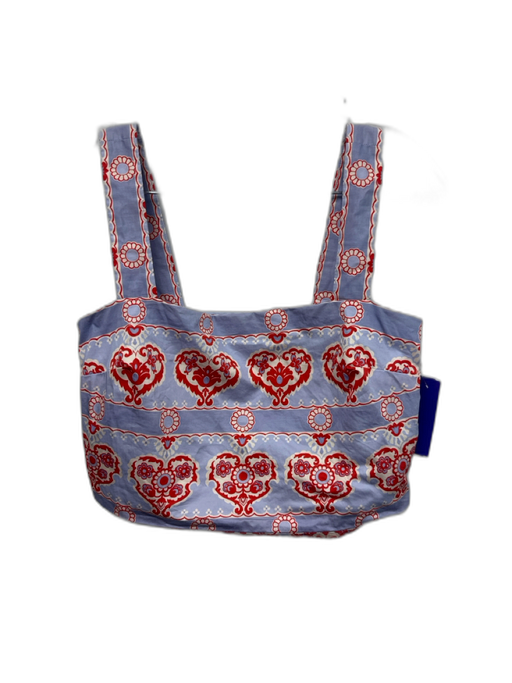 Hill House Size XS Light Blue & Red Cotton Sleeveless Abstract Floral Skirt Set Light Blue & Red / XS