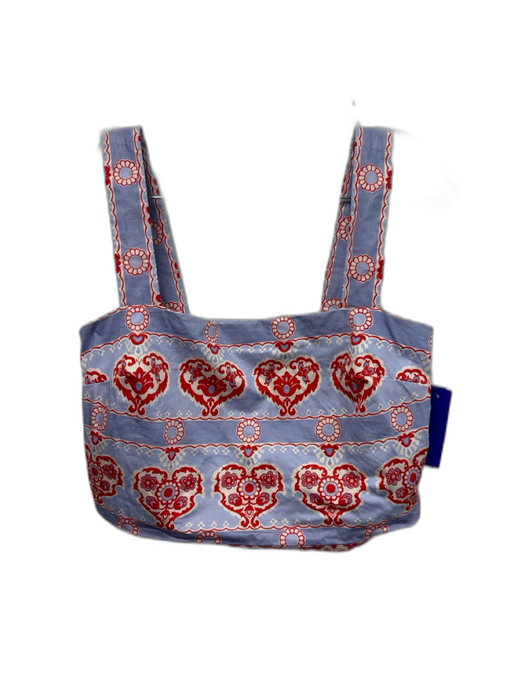 Hill House Size XS Light Blue & Red Cotton Sleeveless Abstract Floral Skirt Set Light Blue & Red / XS
