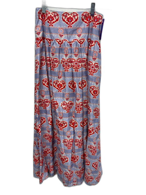Hill House Size XS Light Blue & Red Cotton Sleeveless Abstract Floral Skirt Set Light Blue & Red / XS
