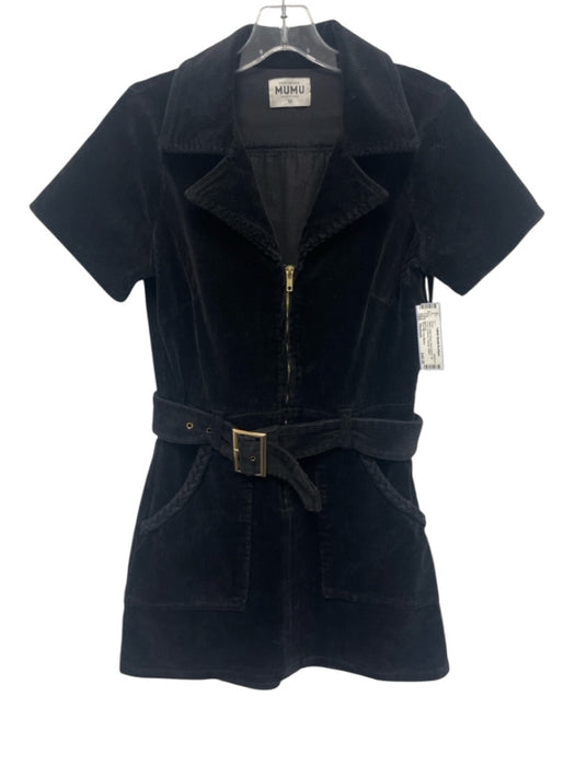 Show Me Your Mumu Size Medium Black Cotton Blend Short Sleeve Zip Front Dress Black / Medium