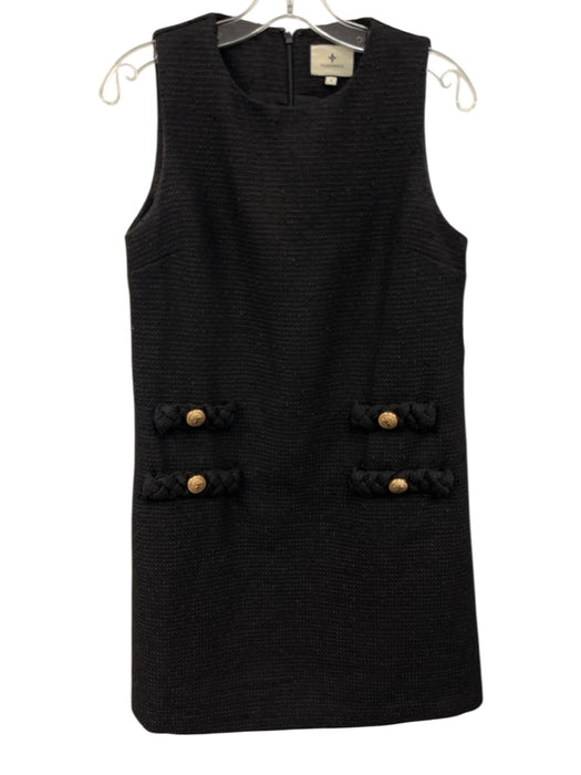 Tuckernuck Size Small Black Polyester Sleeveless Tweed Button Detail Dress Black / Small