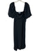 Hill House Size Small Black Polyester Short Puff Sleeve Shirred Back Midi Dress Black / Small