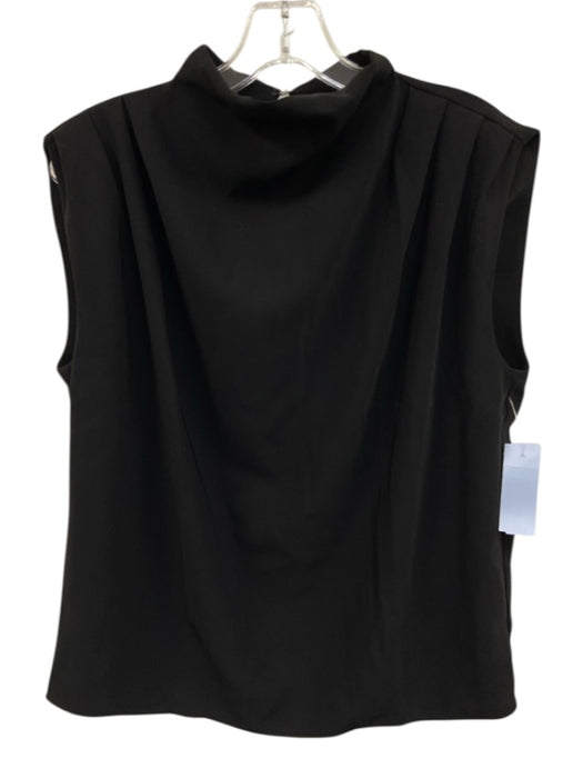 Amanda Uprichard Size Small Black Polyester Sleeveless Mock Neck Pleated Top Black / Small