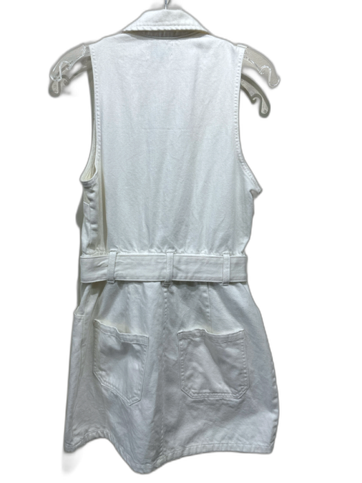 Mumu Size M White & Gold Cotton Denim Sleeveless Gold Zipper Elastic Waist Dress White & Gold / M