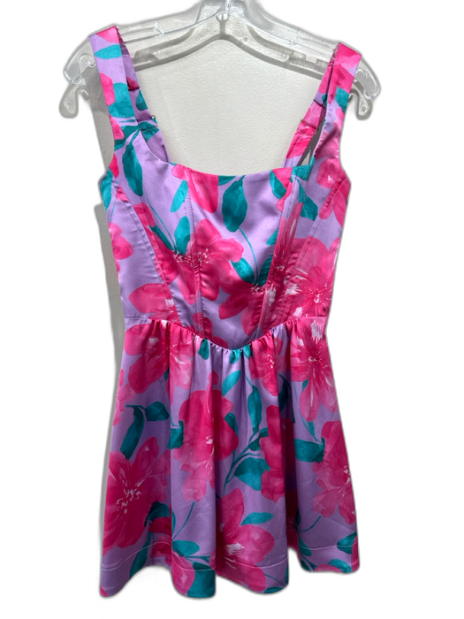 Mumu Size M Lavender, Pink & Multi Polyester Sleeveless Floral bustier Dress Lavender, Pink & Multi / M