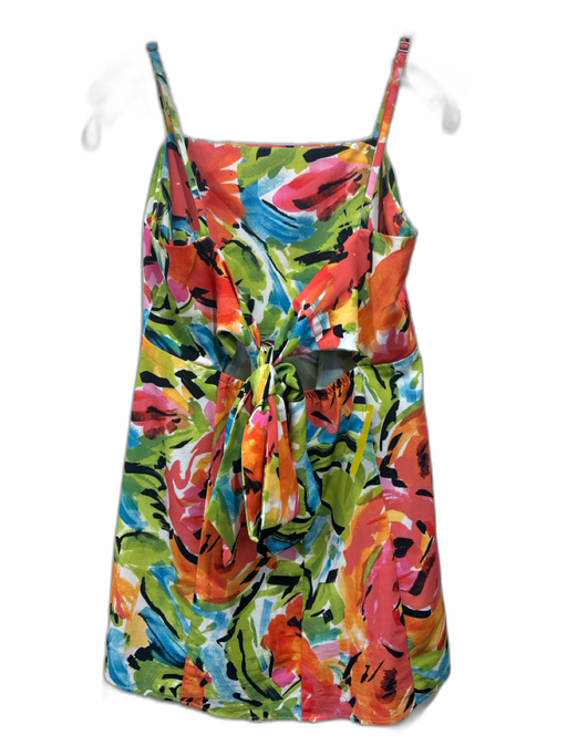 Mumu Size M Orange, Green & Multi Polyester Spaghetti Strap Floral Dress Orange, Green & Multi / M