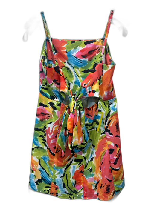 Mumu Size M Orange, Green & Multi Polyester Spaghetti Strap Floral Dress Orange, Green & Multi / M