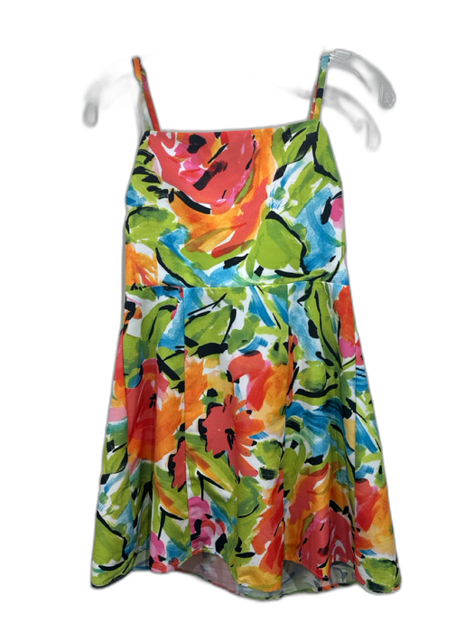 Mumu Size M Orange, Green & Multi Polyester Spaghetti Strap Floral Dress Orange, Green & Multi / M