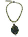 No Brand Light Green & Brown Stone Agate & Jade Silver Hardware Pendant Necklace Light Green & Brown