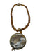 No Brand Orange Stone Amber Beaded Agate Pendant Necklace Orange