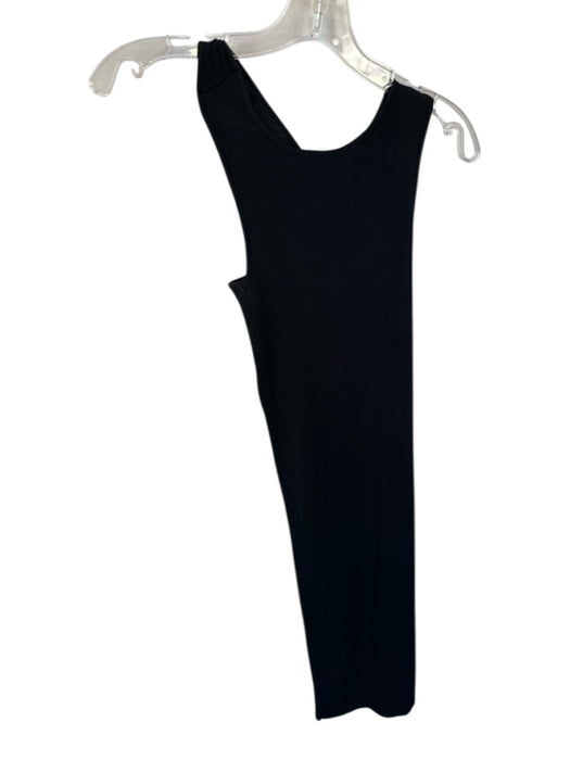 Zara Size S Black Viscose Ribbed Side Cut Outs Midi Sleeveless Dress Black / S