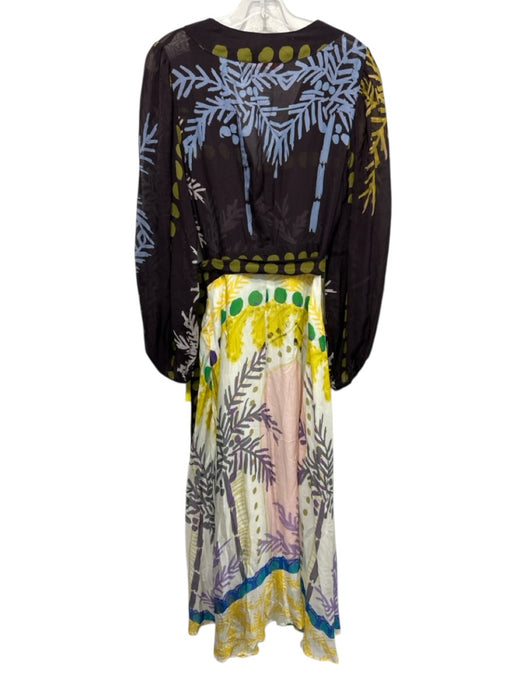 Oliphant Size Large Cream & Multi Print Abstract Wrap Maxi Dress Cream & Multi Print / Large
