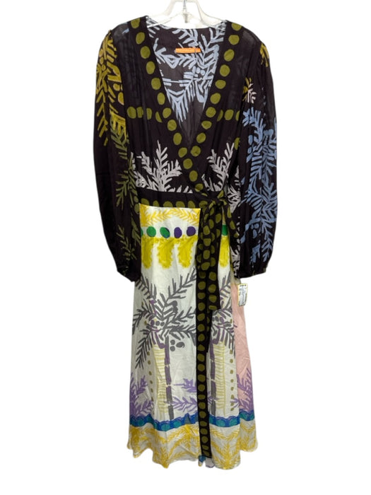 Oliphant Size Large Cream & Multi Print Abstract Wrap Maxi Dress Cream & Multi Print / Large