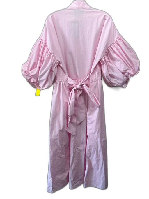 Marielle Size M/L Light Pink Cotton Pintucked Puff Sleeves Tie Detail Dress Light Pink / M/L