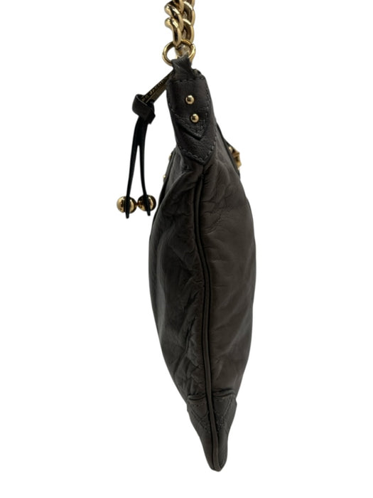 Marc Jacobs Chocolate Brown Leather Gold Tone Hardware Zip Top Chain Strap Bag Chocolate Brown