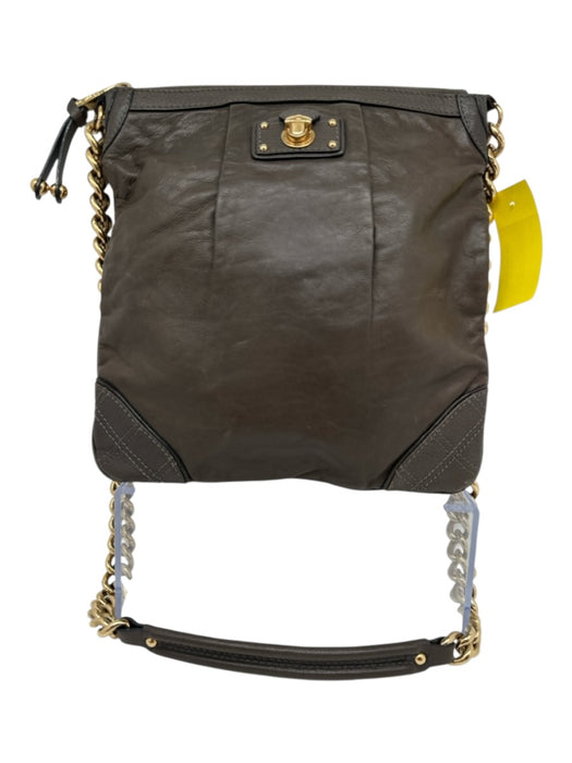 Marc Jacobs Chocolate Brown Leather Gold Tone Hardware Zip Top Chain Strap Bag Chocolate Brown