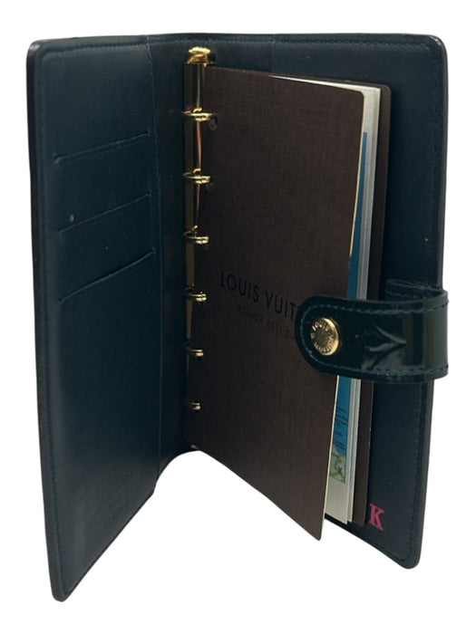 Louis Vuitton Dark Emerald Green Patent Leather Logo Embossed Agenda Wallets Dark Emerald Green