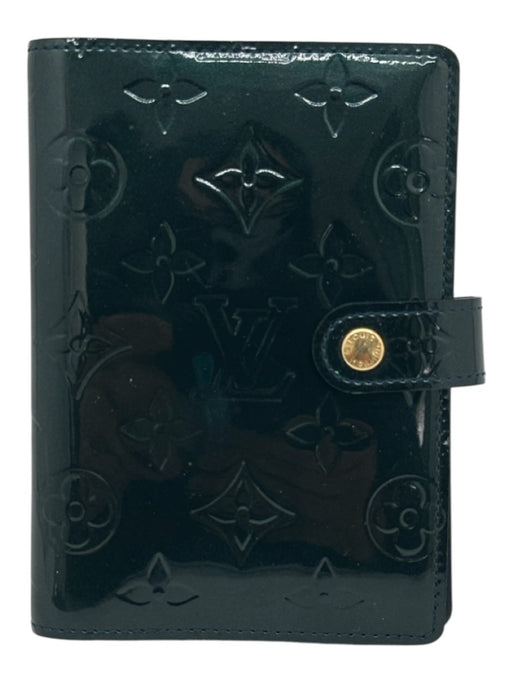 Louis Vuitton Dark Emerald Green Patent Leather Logo Embossed Agenda Wallets Dark Emerald Green