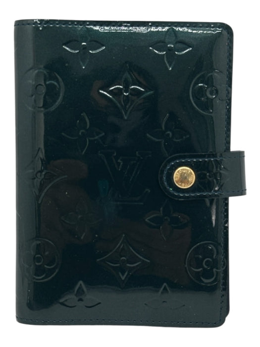 Louis Vuitton Dark Emerald Green Patent Leather Logo Embossed Agenda Wallets Dark Emerald Green