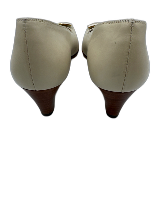 Salvatore Ferragamo Shoe Size 10 Cream & Gold Leather Grossgrain ribbon Flats Cream & Gold / 10