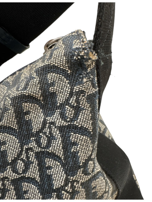 Christian Dior Blue, Gray & Black Canvas jaquard Logo Zip Top Crossbody Bag Blue, Gray & Black / Large