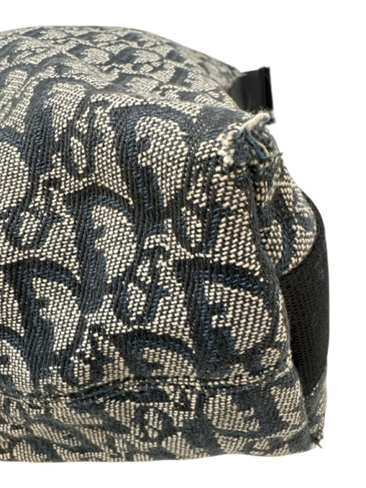 Christian Dior Blue, Gray & Black Canvas jaquard Logo Zip Top Crossbody Bag Blue, Gray & Black / Large