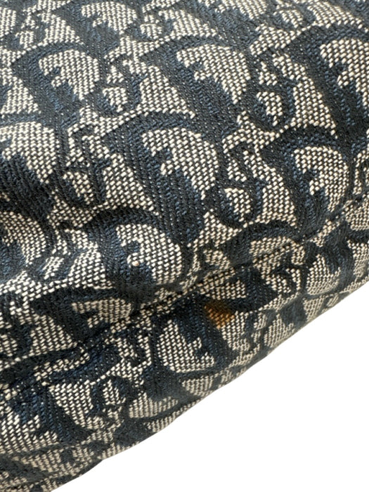 Christian Dior Blue, Gray & Black Canvas jaquard Logo Zip Top Crossbody Bag Blue, Gray & Black / Large