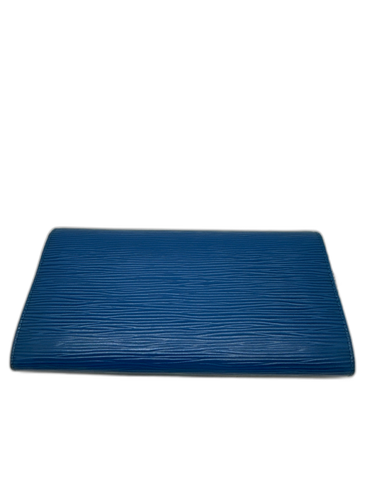 Louis Vuitton Blue Epi Leather Logo Snap Closure Zip Close Compartment Wallets Blue