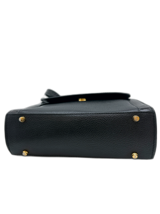 Bally Black Leather Croc Embossed Pebbled Gold Hardware Crossbody Bag Black / Small