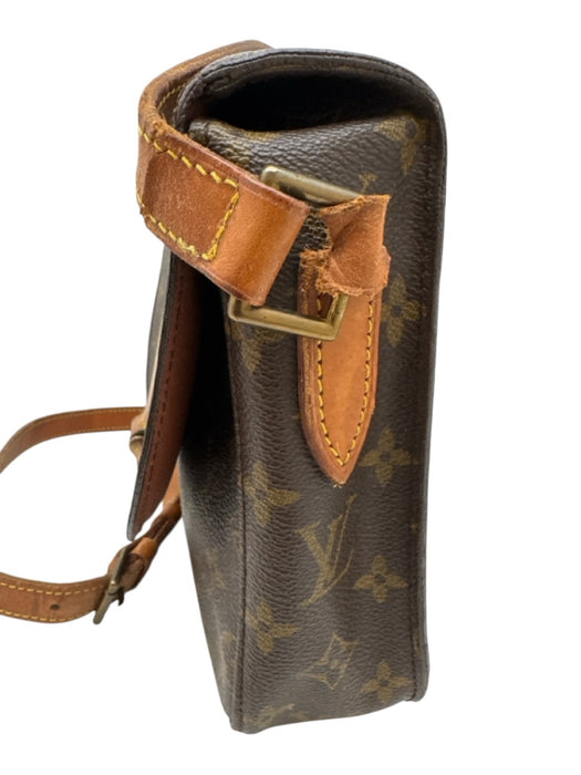 Louis Vuitton Brown & Tan Coated Canvas Brass Hardware Monogram Crossbody Bag Brown & Tan / Small