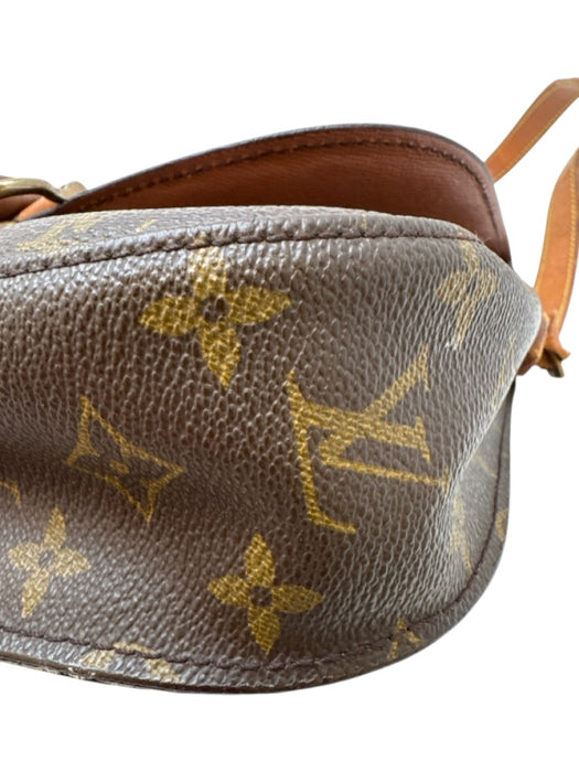 Louis Vuitton Brown & Tan Coated Canvas Brass Hardware Monogram Crossbody Bag Brown & Tan / Small