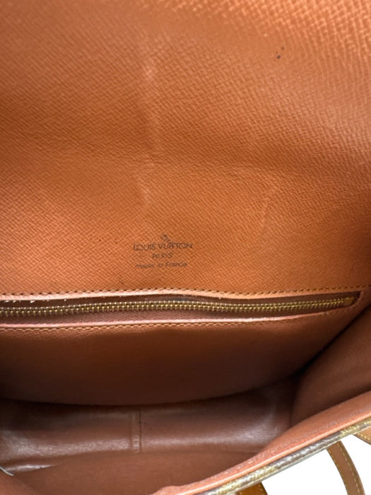 Louis Vuitton Brown & Tan Coated Canvas Brass Hardware Monogram Crossbody Bag Brown & Tan / Small