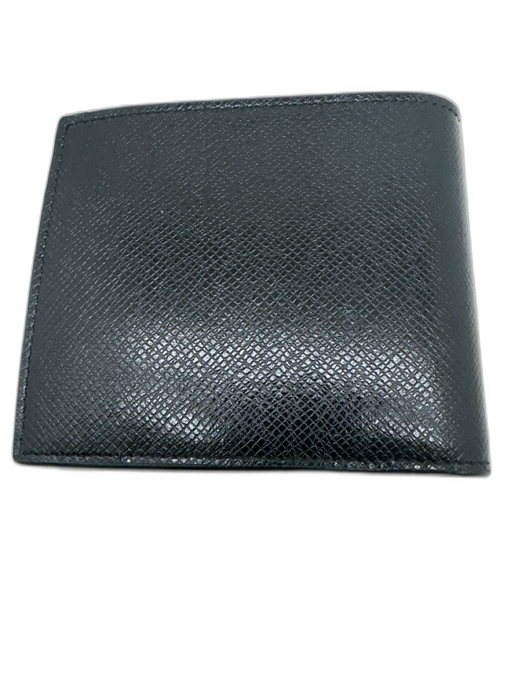 Saint Laurent Black Leather Saffiano Logo Bifold Compartment Wallets Black