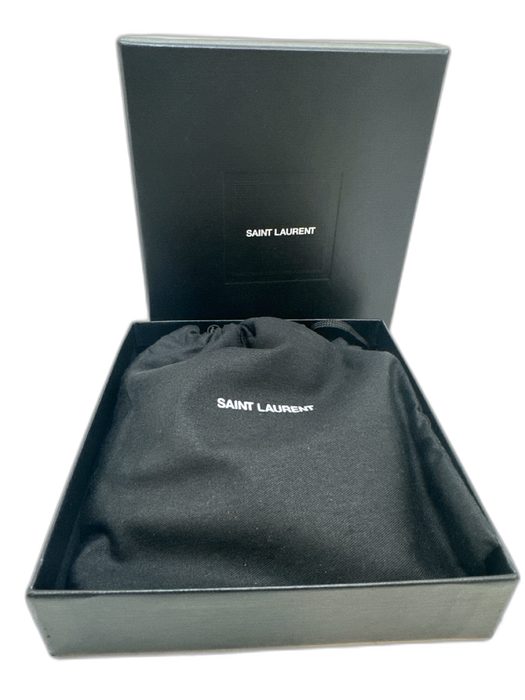 Saint Laurent Black Leather Saffiano Logo Bifold Compartment Wallets Black