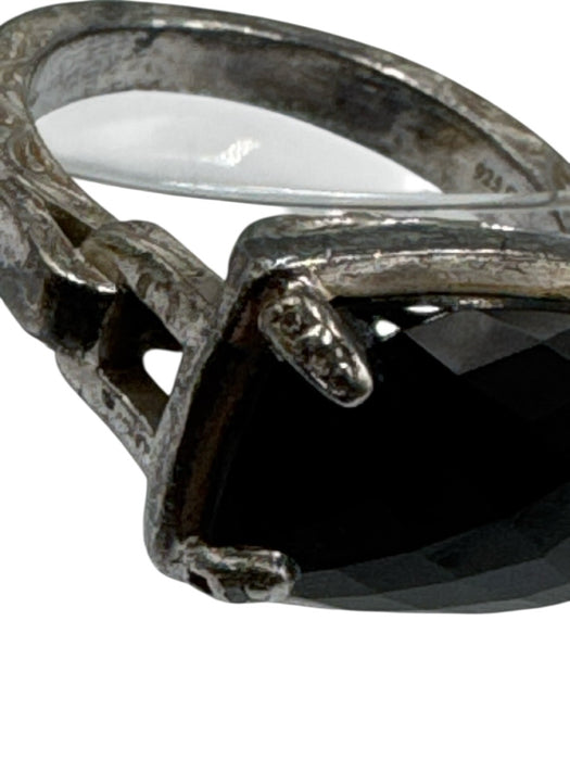 Neil Lane Silver & Black 925 Faceted Onyx Ornate Ring Silver & Black