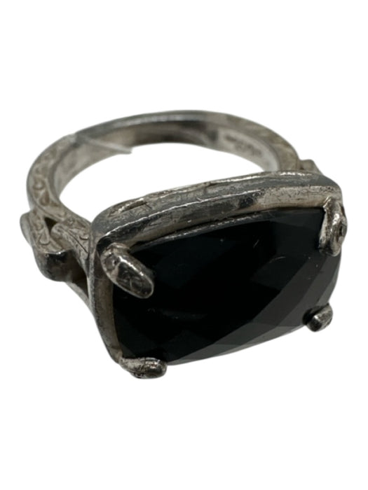Neil Lane Silver & Black 925 Faceted Onyx Ornate Ring Silver & Black