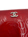 Chanel Red Patent Leather Zip Close Camellia Interlocking CC Wallets Red