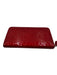 Chanel Red Patent Leather Zip Close Camellia Interlocking CC Wallets Red