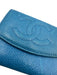 Chanel Blue Caviar Leather Flap Interlocking CC Compact Wallets Blue