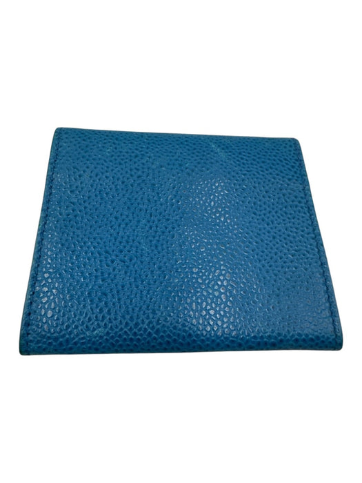 Chanel Blue Caviar Leather Flap Interlocking CC Compact Wallets Blue