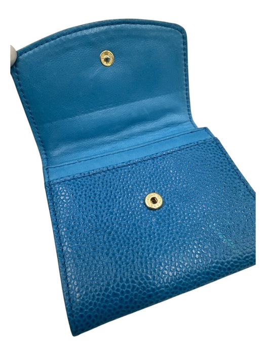 Chanel Blue Caviar Leather Flap Interlocking CC Compact Wallets Blue