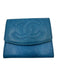 Chanel Blue Caviar Leather Flap Interlocking CC Compact Wallets Blue