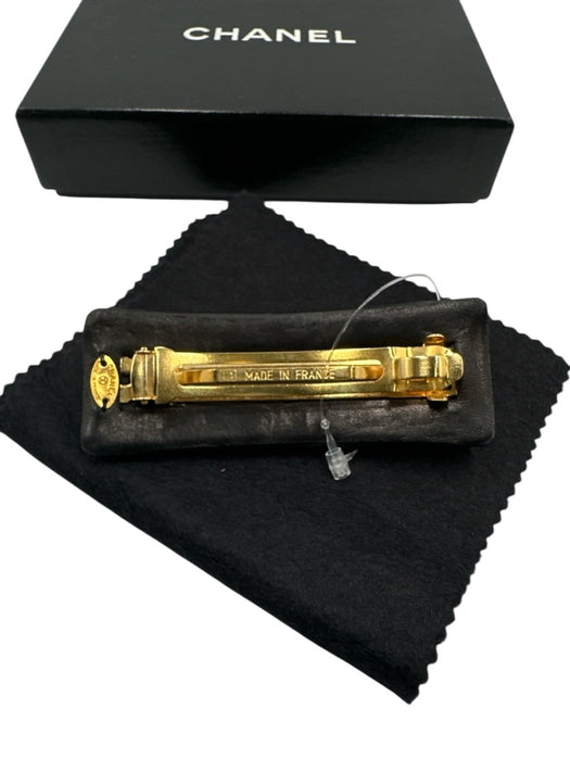 Chanel Black & Gold Lamb leather Interlocking CC Baby Hair Accessories/Tools Black & Gold