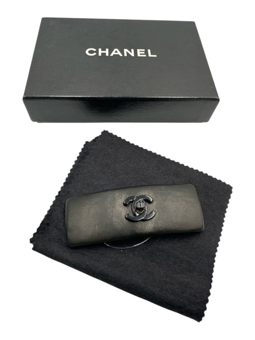 Chanel Black & Gold Lamb leather Interlocking CC Baby Hair Accessories/Tools Black & Gold